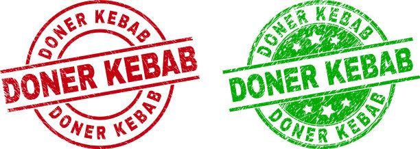 多纳烤肉圆邮票印章使用腐蚀风格图片下载