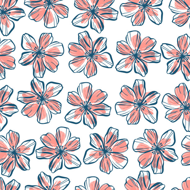 无缝多彩的植物图案设计图片下载