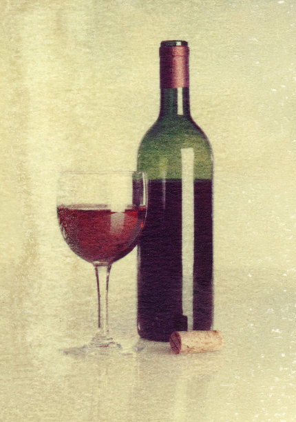 拍立得转印红葡萄酒-玻璃和瓶子图片下载