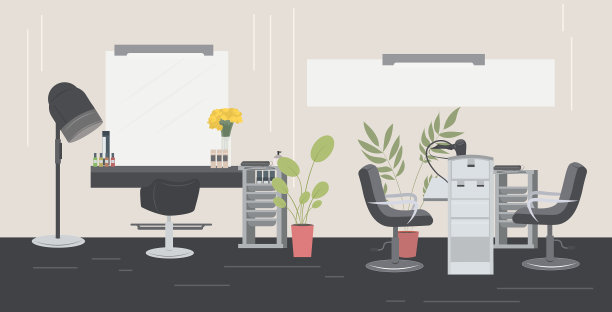 现代发型和美甲沙龙与椅子镜子图片下载