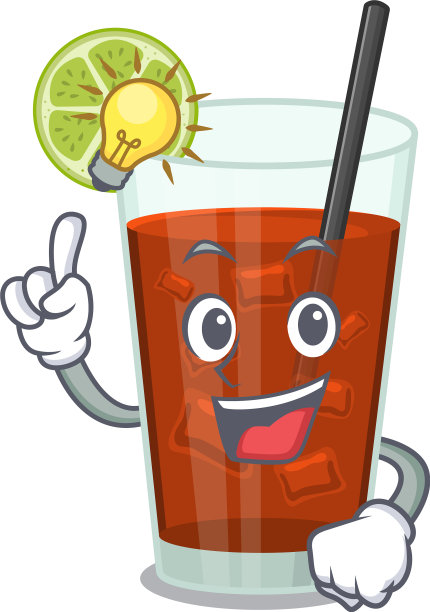 吉祥物性格聪明的古巴自由鸡尾酒图片下载