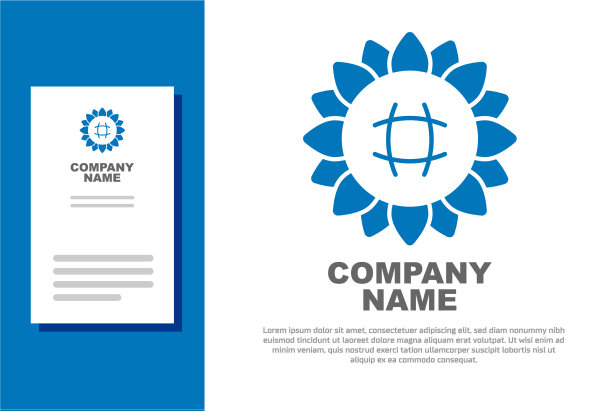 蓝色向日葵图标孤立在白色背景图片下载