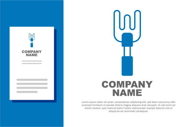 蓝色花园耙图标孤立在白色背景图片下载