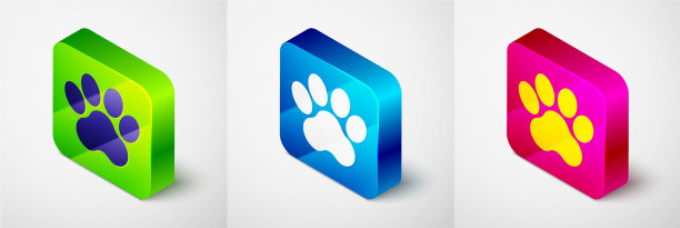 等距爪印图标孤立在灰色图片下载