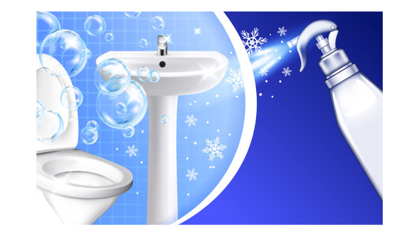 浴室清洁剂创意广告海报图片下载