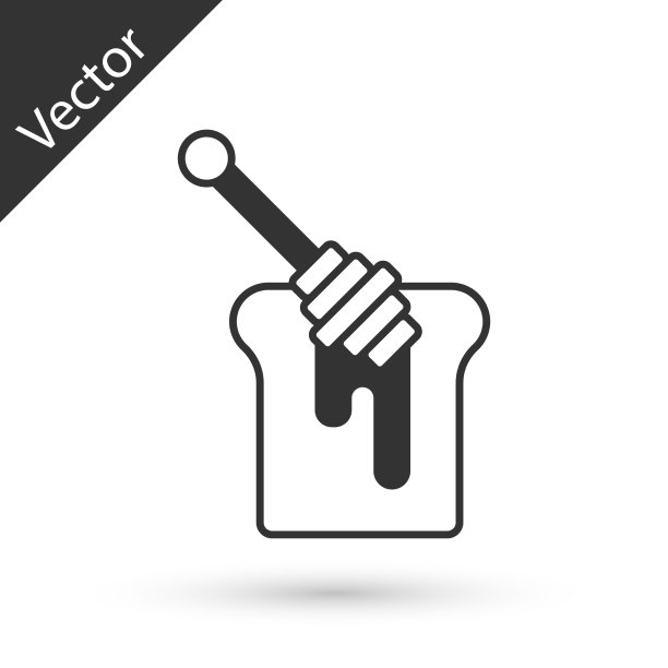 灰色的蜂蜜勺与滴蜂蜜图标图片下载