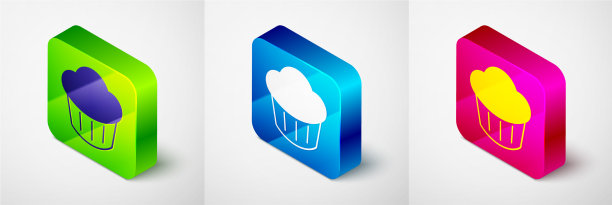 等距纸杯蛋糕图标孤立在灰色背景图片下载