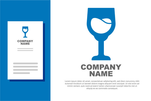 蓝色酒杯图标孤立在白色背景图片下载