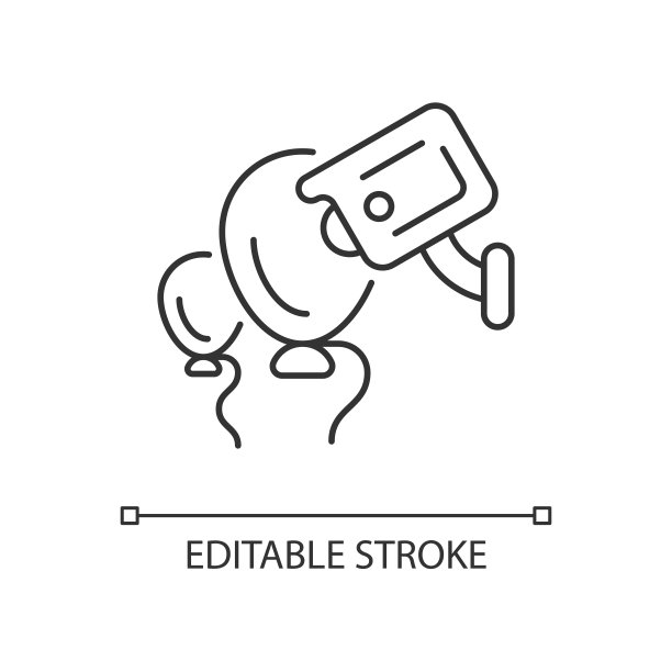 事件安全与无线摄像头线性图标图片下载