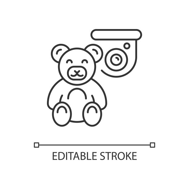 让孩子们安全的安全摄像头线性图标图片下载