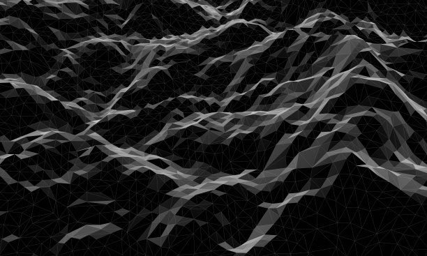 3D黑白低多边形地形地形。图片下载