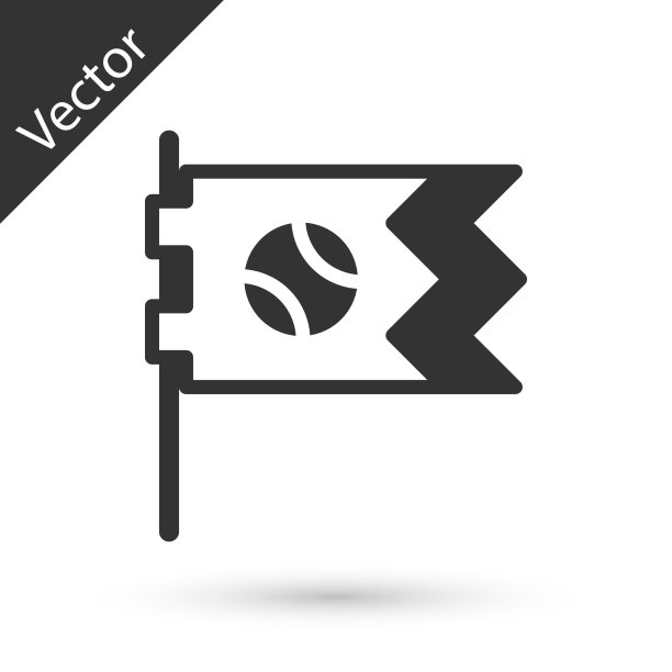 灰色旗帜与棒球图标孤立图片下载