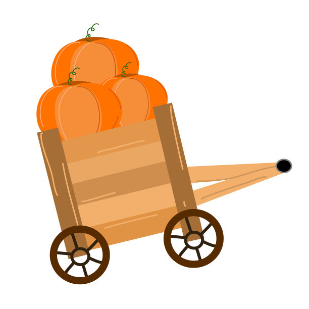 一辆装着南瓜的木车图片下载