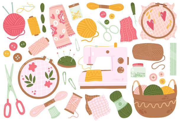缝纫工具裁缝工作工艺爱好集，裁缝设备的针线活图片下载