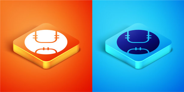 等距棒球图标孤立在橙色上图片下载