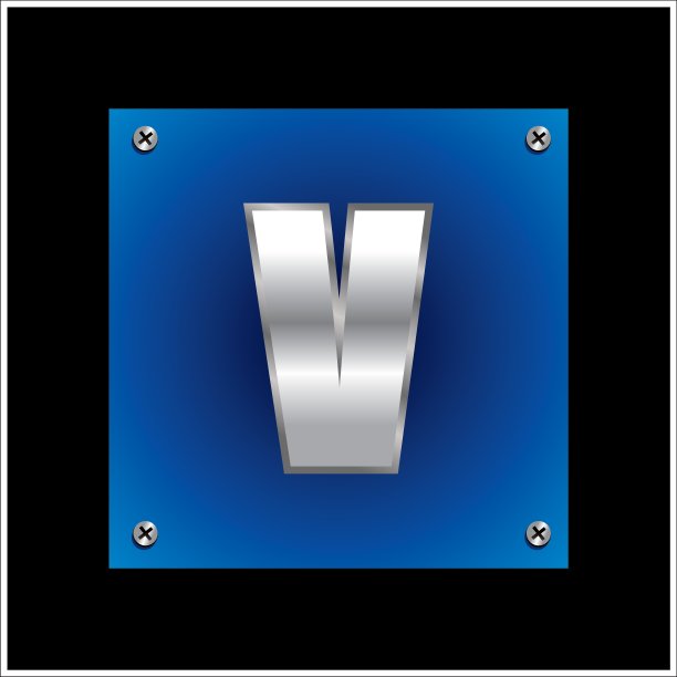 排版字体矢量图：蓝色金属字母A到Z图片下载