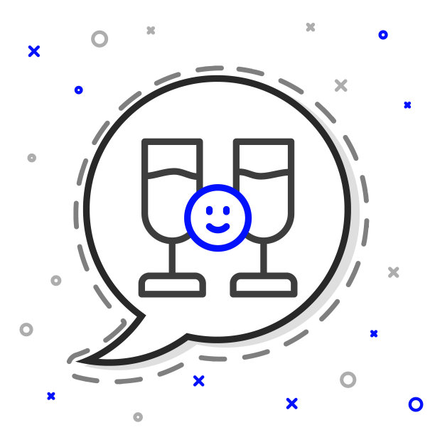 Line朋友喝酒图标孤立在白色背景。色彩斑斓的轮廓的概念。向量图片下载