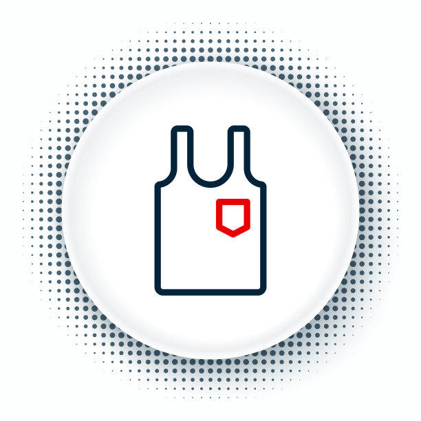 线无袖t恤图标孤立的白色背景。色彩斑斓的轮廓的概念。向量图片下载