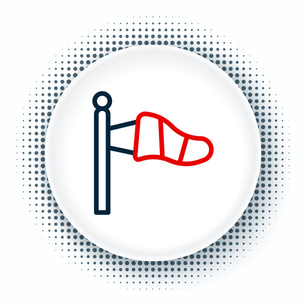 线锥气象学风向标志风向标孤立在白色背景。风向标指示风向和风力。色彩斑斓的轮廓的概念。向量图片下载