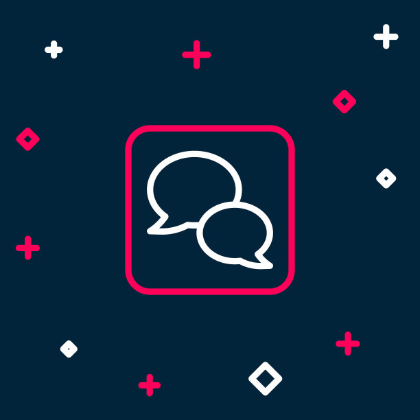 线路语音气泡聊天图标隔离在蓝色背景。消息图标。交流或评论聊天符号。色彩斑斓的轮廓的概念。向量图片下载