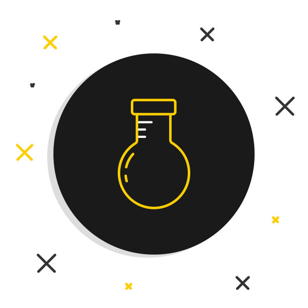 试管和烧瓶化学实验室测试图标隔离在白色背景上。实验室玻璃器皿。色彩斑斓的轮廓的概念。向量图片下载