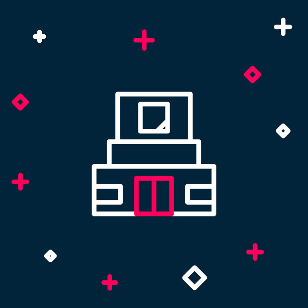 列宁陵墓的图标孤立在蓝色背景。俄罗斯建筑地标、观光胜地。莫斯科红场的皇家城堡。彩色轮廓概念。向量图片下载