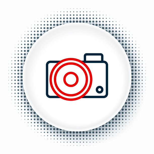 线照片相机图标孤立在白色背景。与相机图标。色彩斑斓的轮廓的概念。向量图片下载