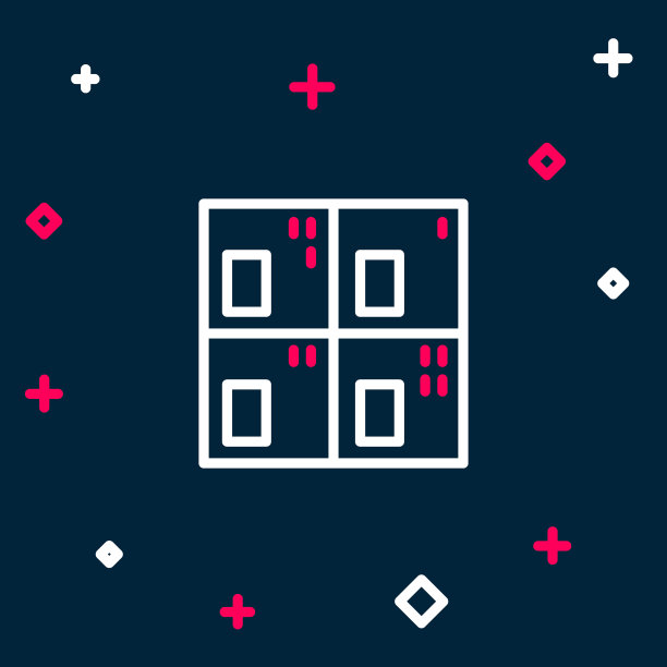 行元素周期表图标孤立在蓝色背景。色彩斑斓的轮廓的概念。向量图片下载