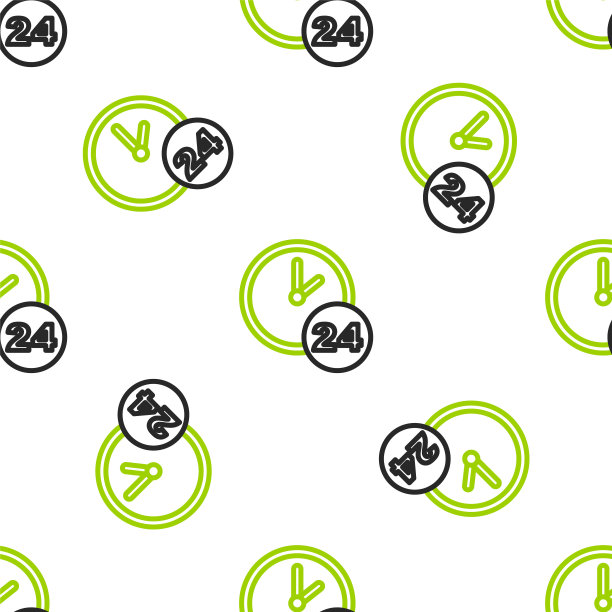 线时钟24小时图标隔离无缝模式上的白色背景。全天循环图标。24小时服务标志。向量图片下载