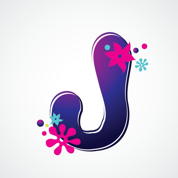 A到Z彩色花卉字母排版字体矢量素材图片下载