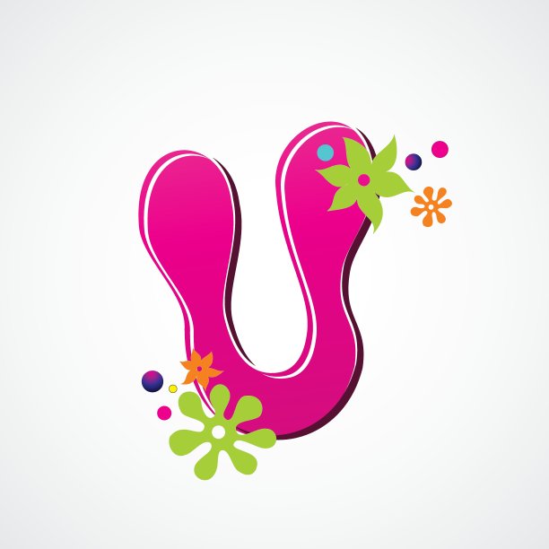 A到Z彩色花卉字母排版字体矢量素材图片下载