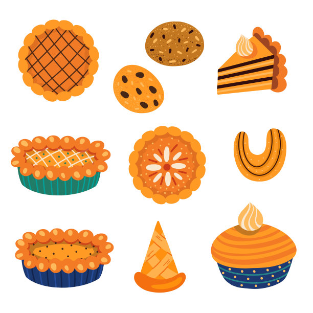 集各种糕点食品和秋叶图片下载