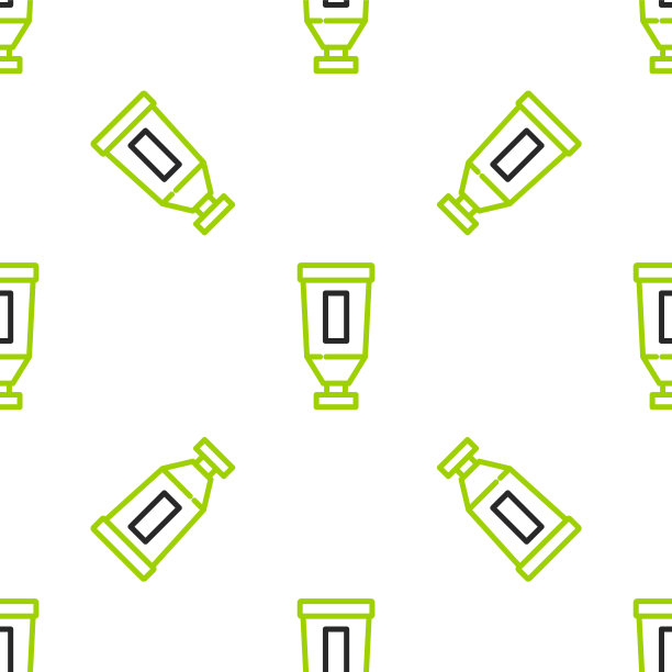 线霜或乳液化妆品管图标隔离无缝模式的白色背景。女性的身体护理产品。向量图片下载