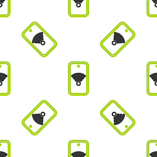 Line智能手机与免费wi-fi无线连接图标隔离无缝模式的白色背景。无线技术，无线连接，无线网络。向量图片下载