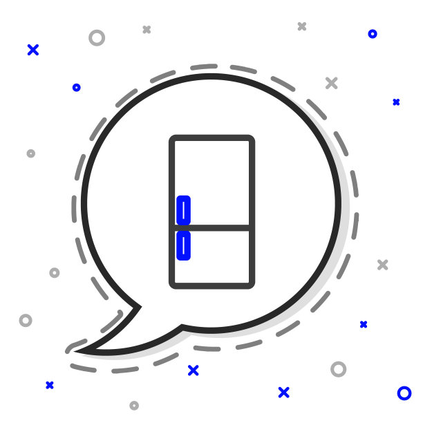 线冰箱图标孤立在白色背景。冰箱冷冻冰箱。家用技术和电器。色彩斑斓的轮廓的概念。向量图片下载