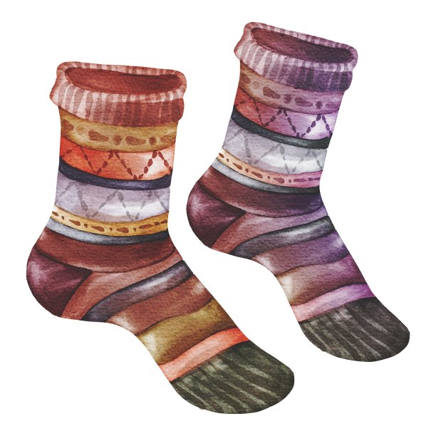 手绘水彩秋装配件:彩色袜子。用于海报，印刷，卡片，模板，市场，商店，广告，图案图片下载