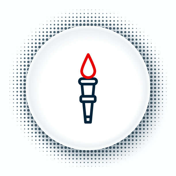 线火炬火焰图标孤立在白色背景。象征火的热，火焰的力量，燃烧和热。色彩斑斓的轮廓的概念。向量图片下载