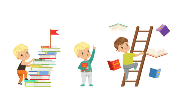 一堆书的可爱小孩在学习图片下载