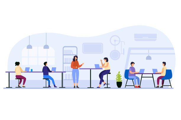 人们坐在共同工作空间的桌子旁图片下载