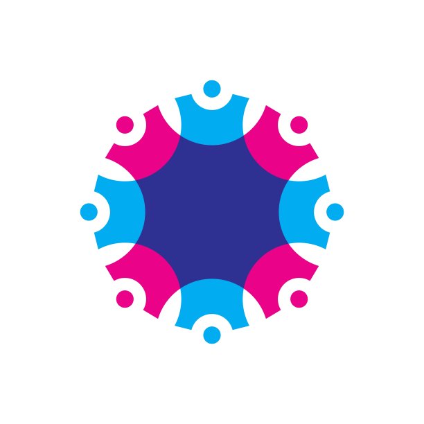 八人重叠家庭团队合作多样性矢量图标图片下载