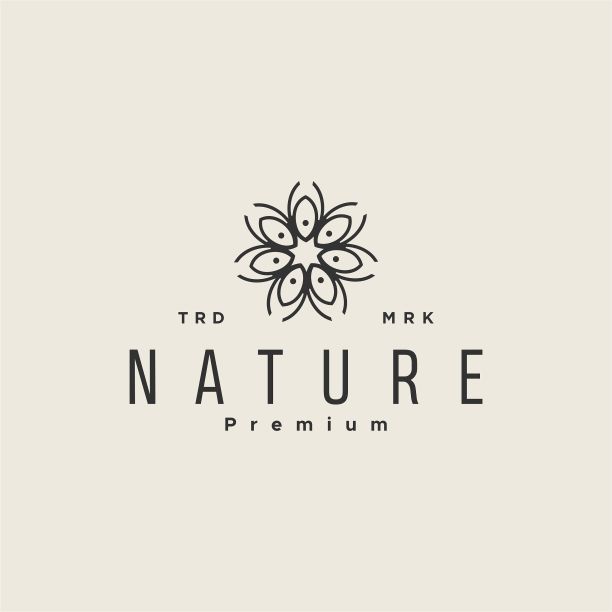 花花单线线美丽溢价简单矢量插图。花或美容院。有机化妆品的象征。复古的轮廓图片下载