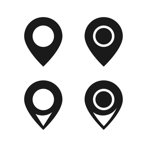 位置图标集。简单地图图钉图标。位置地点 - 地图指针图标。GPS位置符号图片下载