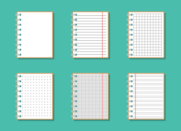 空白打开笔记本与左侧弹簧设置，平面矢量插图设置图片下载