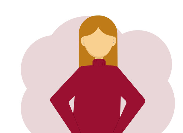 一个女人穿着一件温暖的深红色针织毛衣的插图图片下载