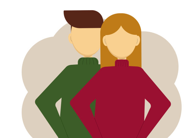 身穿针织毛衣的男女插画图片下载