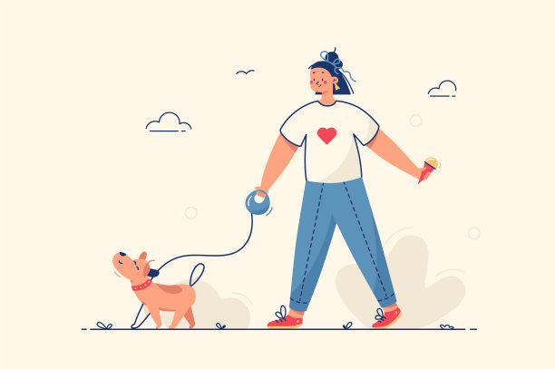 带着狗散步的女孩图片下载