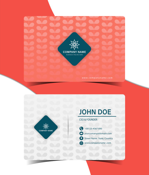 抽象无缝叶型风格的商务名片或名片模板设计。图片下载