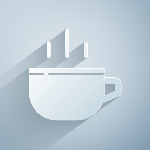 剪纸咖啡杯图标孤立在灰色图片下载