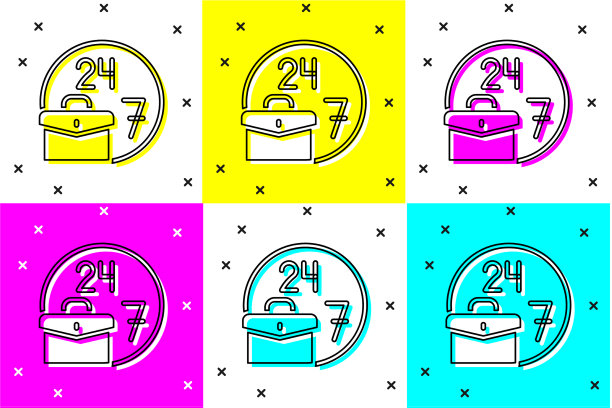 设置总是忙碌的图标孤立的颜色背景图片下载