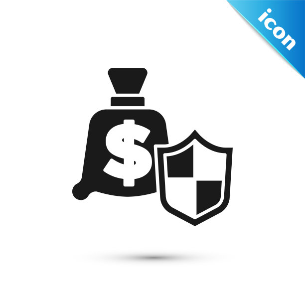 灰色货币与盾牌图标隔离在白色图片下载